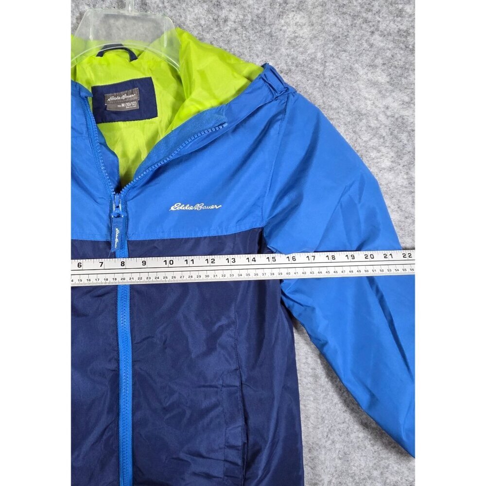 Eddie Bauer Kids Windbreaker Jacket Hooded Zip Up Water Resistent Blue Sz 10/12 - Picture 3 of 8